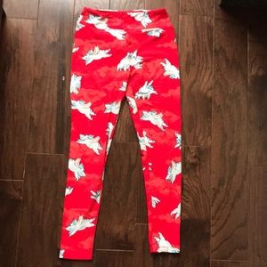 LuLaRoe Red Unicorn Print Leggings